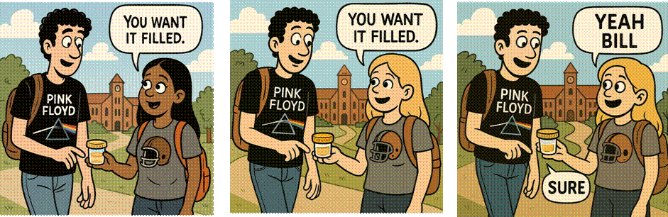 3 panel Mike Gets stuff